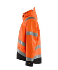 Side view of Hi Viz Windproof Lightweight Durable Safety Jacket With Reflective Strips Class 3 Water Resistant Orange And Black Workwear