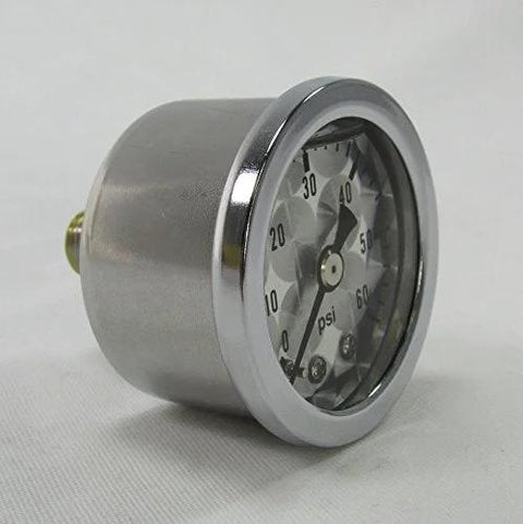 Harley Davidson oil pressure gauge with stainless steel case and brass internals, 60 psi, perfect for bobbers and cafe racers. Made in USA.