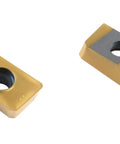 APKT11T3 TiN Coated Carbide Inserts for Steel Machining, 10 Pc Set, ISO APKT113508, front view showing 0.110 inch hole
