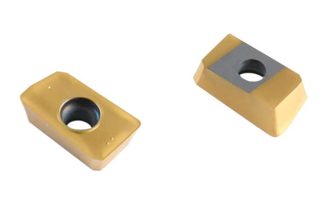 APKT11T3 TiN Coated Carbide Inserts for Steel Machining, 10 Pc Set, ISO APKT113508, front view showing 0.110 inch hole