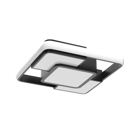 62W Dimmable LED Flush Mount Ceiling Light With Remote Control Three Color Temperature 3000K 6500K Adjustable Brightness From Five To One Hundred Percent Black Finish 15.74 Inch Close To Ceiling Lamp For Dining Room Bedroom Kitchen modern square design