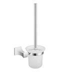 Heavy Duty Wall Mount Toilet Brush Holder With Screw Base Featuring Grippy Commercial Suction And Rock Solid Black Construction Including Glass Cup.