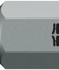 Close-up of a single bit from the Universal 3 Bit Set 61 Piece With Magnetic Holder And Textile Box, stainless steel visible.