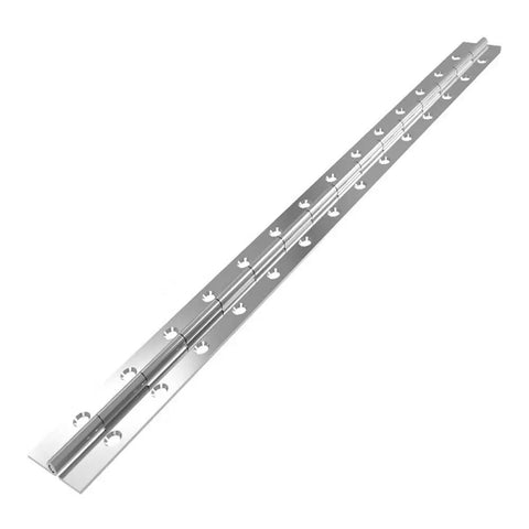 Heavy Duty Stainless Steel Chrome Continuous Piano Hinge For Cabinets And Doors, 24 Inch Long Solid Construction With Pre Drilled Holes, sleek design with pre-drilled holes.