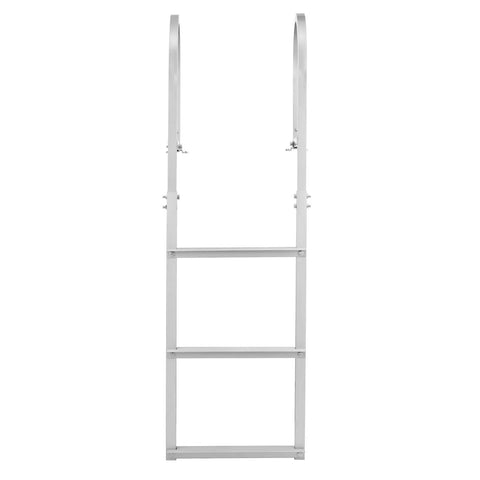 Removable 3 Step Aluminum Dock Ladder With Rubber Mat For Lake And Pool, Easy Mount Pontoon Boat Ladder For Marine Boarding, front view