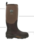 Men's Brown Rubber Wetland Boots With 5mm Neoprene And Calf High Design, featuring pull tab and MS-1 rugged outsole.