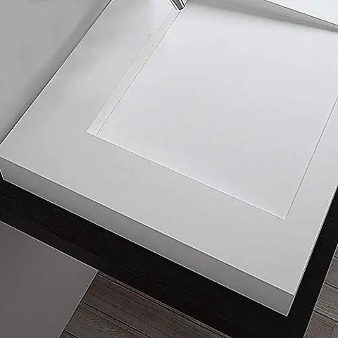 Fresh Modern White Vessel Sink Built Tough From Premium Engineered Stone For A Top Tier Bathroom Remodel With Seamless Over Counter Design and Stain Resistant Finish That Really Slaps Without Included Faucet, top view with smooth edges.