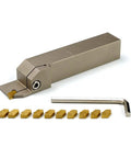1x1 Inch Shank Built Tough Heavy Duty Indexable Lathe Grooving Parting Cut Off Holder With 10 GTN 4 QC1404 Carbide Inserts