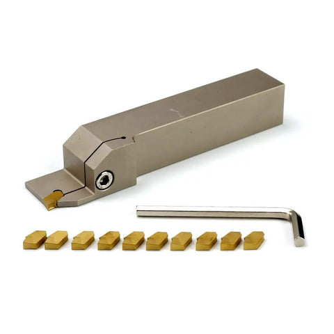 1x1 Inch Shank Built Tough Heavy Duty Indexable Lathe Grooving Parting Cut Off Holder With 10 GTN 4 QC1404 Carbide Inserts