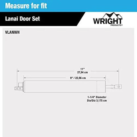 Diagram of Corrosion Resistant Screen Door Hardware Kit With Pneumatic Closer And Push Button Latch, size measurements labeled