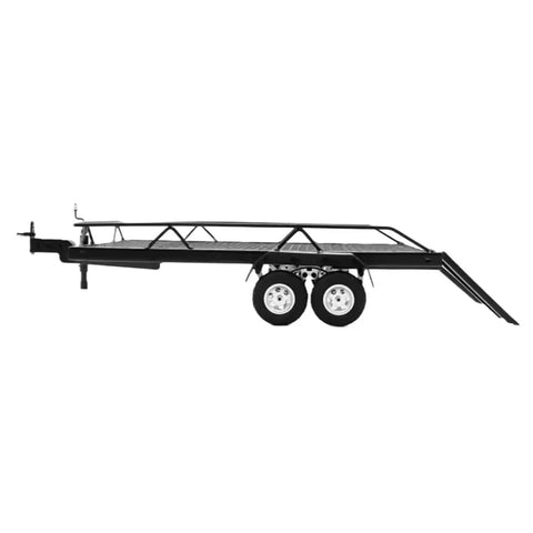 Badass Metal Cargo Trailer For 1/18 Scale Rc Crawlers Trx4m Scx24 Fc24 Diy Upgrade Kit side view with dual tires and steel frame.