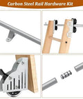 Heavy Duty Carbon Steel Sliding Ladder Track Kit With 19.7 Foot Telescopic Rail And Pulleys For Library And Home Use, hardware close-up