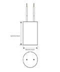Diagram of 30uF MFD CBB60 Motor Run Capacitor 250V AC Round Cylinder With Two Wires, 62mm height, 34mm diameter.