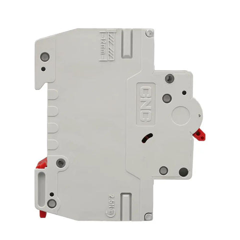 Side view of Beefy DC Miniature Circuit Breaker, 2 Pole 63A 1000V Isolator for Solar PV System, DIN Rail Mount DC Disconnect Switch