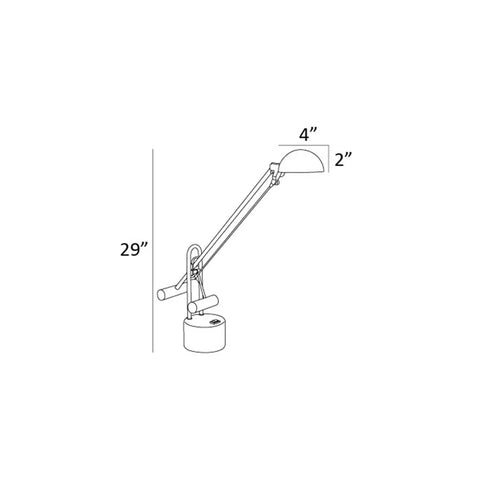 Diagram of Halotech 29-Inch LED Desk Lamp With Tilting 4-Inch Metal Shade, Black Matte Finish, Counterbalanced Arm View