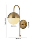 Retro Industrial Wall Sconces Featuring White Glass Ball Shades And Durable Iron Base To Amp Up Any Room For Bathroom Vanity Or Bedroom Decor Hardwired Wall Lamps With Warm Vibe For Living Room, gold finish, dimensions shown.