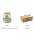 Vintage Airtight Ceramic Double Tea Canisters For Loose Leaf Coffee Beans And Spices, decorated ceramic tea canister and wooden gift box