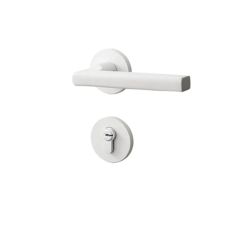 Safe And Silent Door Lock Kit With Split Mechanical Handle Latch In White For No Brainer Installation And Quiet Operation Premium Furniture Hardware
