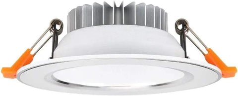 WKNHHL Recessed Lighting Housing Trim Kits Round Led Downlight Recessed for Ceiling Household Decor with silver finish and orange clips.