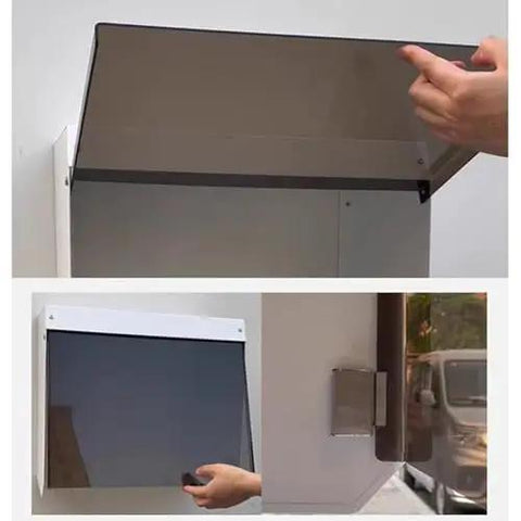 Heavy Duty EV Charger Cover And Weatherproof Outdoor Shield, Rugged Steel Charging Post Roof Protector mounted and in use.