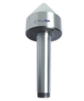 Front view of Pipe Turning Live Center MT3 For Lathe Heavy Duty Center Supports Half To Two And A Half Inch Pipes With Morse Taper MT3 55 To 60 HRC Hardened Head Built For Metalworking Machining And Pipe Turning In Industrial Workshops.