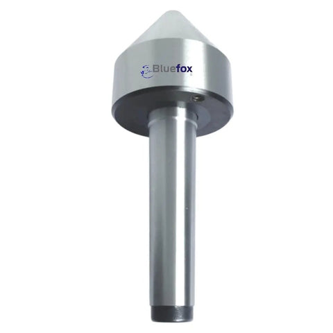 Front view of Pipe Turning Live Center MT3 For Lathe Heavy Duty Center Supports Half To Two And A Half Inch Pipes With Morse Taper MT3 55 To 60 HRC Hardened Head Built For Metalworking Machining And Pipe Turning In Industrial Workshops.