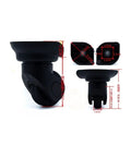 Heavy Duty Luggage Wheel Replacement Pair Slick Swivel Casters showing dimensions and design for suitcases and tool chests.