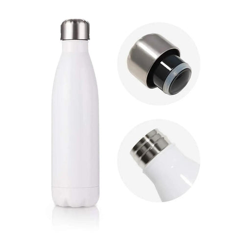 17 Oz White Stainless Steel Sublimation Water Bottles Blanks Tumbler Vacuum Flasks With Lids, Ready For Heat Press Sublimation Printing
