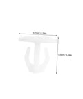 Anchor-Shape LED Strip Clips White Plastic Mounting Brackets, dimensions shown, for LED light strips, pack of 2000.
