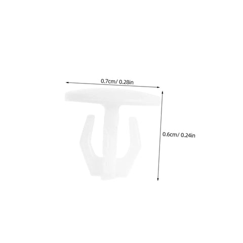 Anchor-Shape LED Strip Clips White Plastic Mounting Brackets, dimensions shown, for LED light strips, pack of 2000.