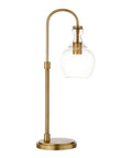 27 Inch Tall Arc Table Lamp With Seeded Glass Shade In Brushed Brass Finish For Home Or Office Desk Reading And Task Lighting Ideal For Nightstands And Side Tables A Classic Yet Modern Accent Lamp For Your Setup