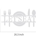Dimensions of Lets Eat Wall Decor Sign In Silver Acrylic Mirror Letters For Kitchen Or Dining Room Reflective Wall Decal With Knife Spoon Fork Motif