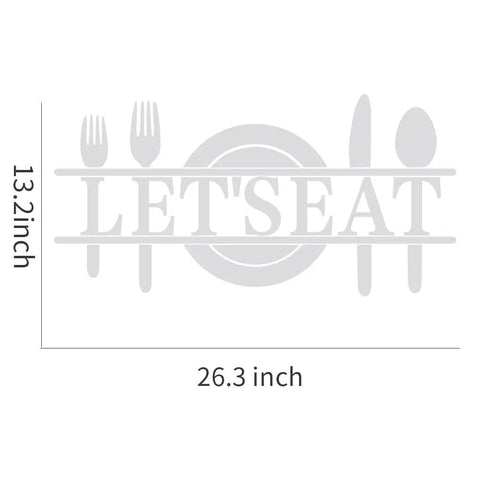 Dimensions of Lets Eat Wall Decor Sign In Silver Acrylic Mirror Letters For Kitchen Or Dining Room Reflective Wall Decal With Knife Spoon Fork Motif