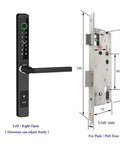 Heavy Duty Waterproof Smart Fingerprint Door Lock For Outdoor Push And Pull Sliders Providing Tight Security And Hassle Free App Remote Keyless Entry That Runs Smooth with numeric keypads and adjustable lever.