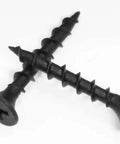 Two black Number Six By One Inch Black High Hardness Drywall Screws With Coarse Threads For Drywall To Wood Or Metal Studs
