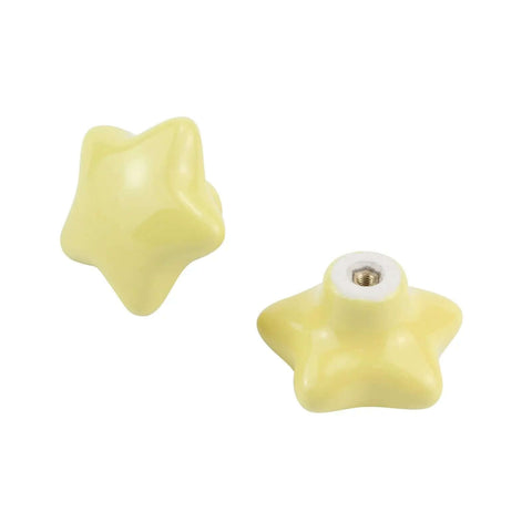 6 Piece Star Shaped Ceramic Cabinet Knobs Glossy Drawer Pulls For Kitchen Cabinets Bedroom Furniture Solid Colors Nordic Vibe Hardware With Screws Zero Hassle Installation Major Style Boost in yellow color.