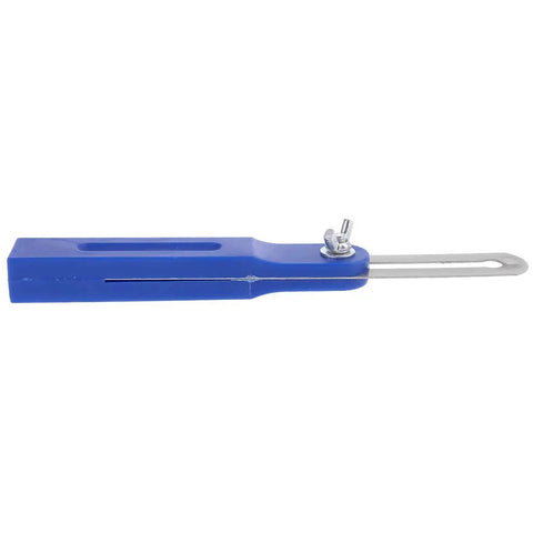 Adjustable Sliding T Bevel Gauge For Dead On Accurate Layouts And Easy Peasy Woodworking Angles Built Rock Solid Professional Carpenter Angle Finder Marking Tool with blue plastic body and steel blade.