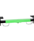 Heavy Duty Floor Jack Cross Beam Adapter With No Shake Rock Steady Support Tough As Nails Crossbar with rubber pads and chains.