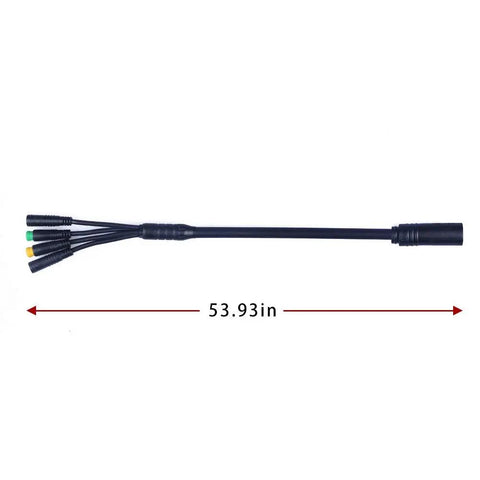 Mid Drive EB-Bus Cable 1T4 Accessory For Your E-Bike Rig With Waterproof 3-Pin Connector, Y-Splitter 1T2 Cable, 20cm Length, Universal Fit For BBS And BBSHD Motor Kits shown in full length