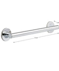 Contemporary 18 Inch Chrome Grab Bar for Bathroom Safety with dimensions shown, built tough to support up to 450 lbs, ideal for shower or toilet.