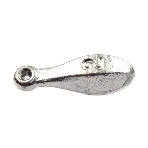 Silver flat bank sinker created with Bank Sinker Mold Flat BK1 24 D3272 for casting sinkers in home workshops.