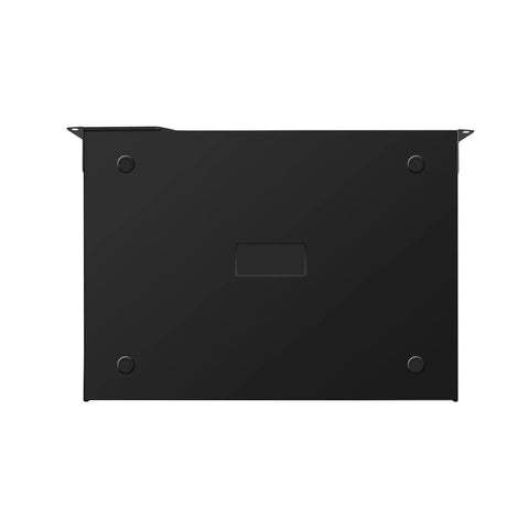 Top Shelf One U Rackmount Firewall Box Running Intel Core I7 9700 With Eight Gigabit Lan Ports And Dual 10G Uplinks Nailed Down For OPNSense Networks Rock Solid Performance Ready To Roll Out Barebone Model, black metal case.
