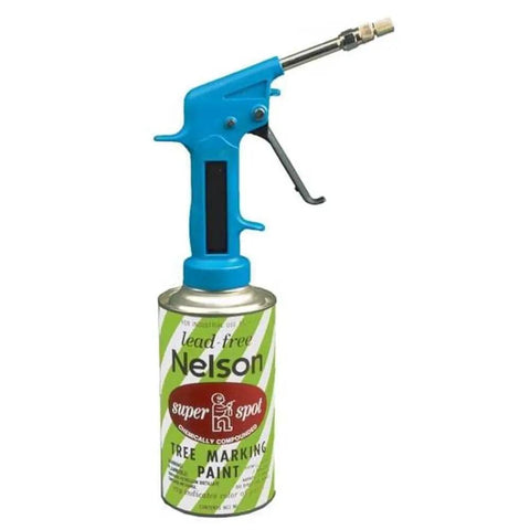 Blue Tree Marking Spray Gun Built Tough With Durable Plastic Housing And A Zero Point Zero Two One Inch Precision Nozzle.