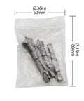 SOCOJE Chamfer Bit Set, 3-piece with 1/4-inch hex shank countersink deburring drill bits in a clear plastic bag.