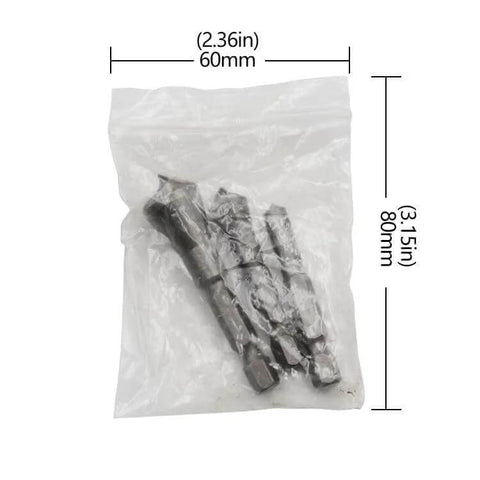 SOCOJE Chamfer Bit Set, 3-piece with 1/4-inch hex shank countersink deburring drill bits in a clear plastic bag.