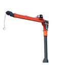 Heavy Hauler Electric Hoist For Pickup Trucks With Folding Bed Jib Crane And 2000 Lbs Winch Adjustable Boom angled view showing the winch and hook.
