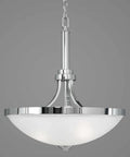 Topsail Three Light Inverted Pendant In Polished Chrome, modern ceiling light fixture with parchment glass shades, easy install