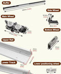 Trackless Sliding Barn Door Kit With Soft Close, Concealed Hardware For 3 To 6 Ft Doors, Hidden Sliding Door System components and sizes
