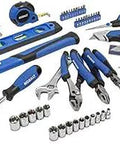 73-Piece SAE And Metric Mechanic Tool Set With 1/4-Inch Drive, 72-Tooth Ratchet, 15 Sockets, 16 Hex Keys, tools displayed.