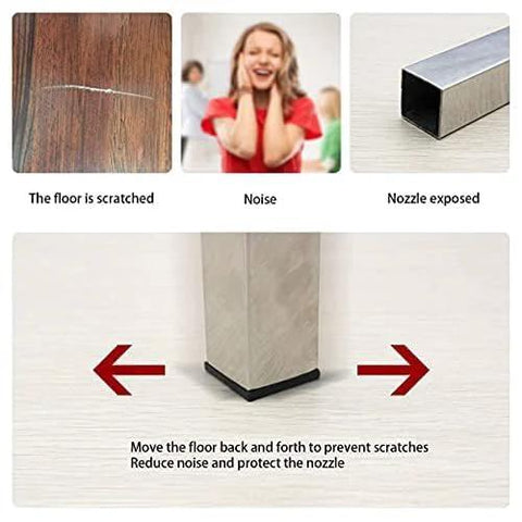 Diagram showing metal square tube post without end cap, highlighting issues of scratches and noise; context for 1 Inch Square Plastic Tubing End Caps.